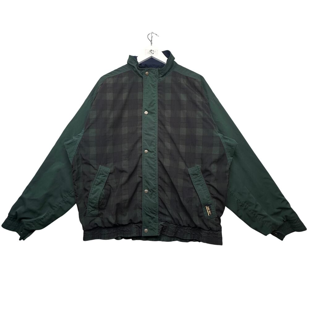 Vintage Tourney Gore-Tex Waterproof Plaid Windbreaker Jacket Mens Large Green